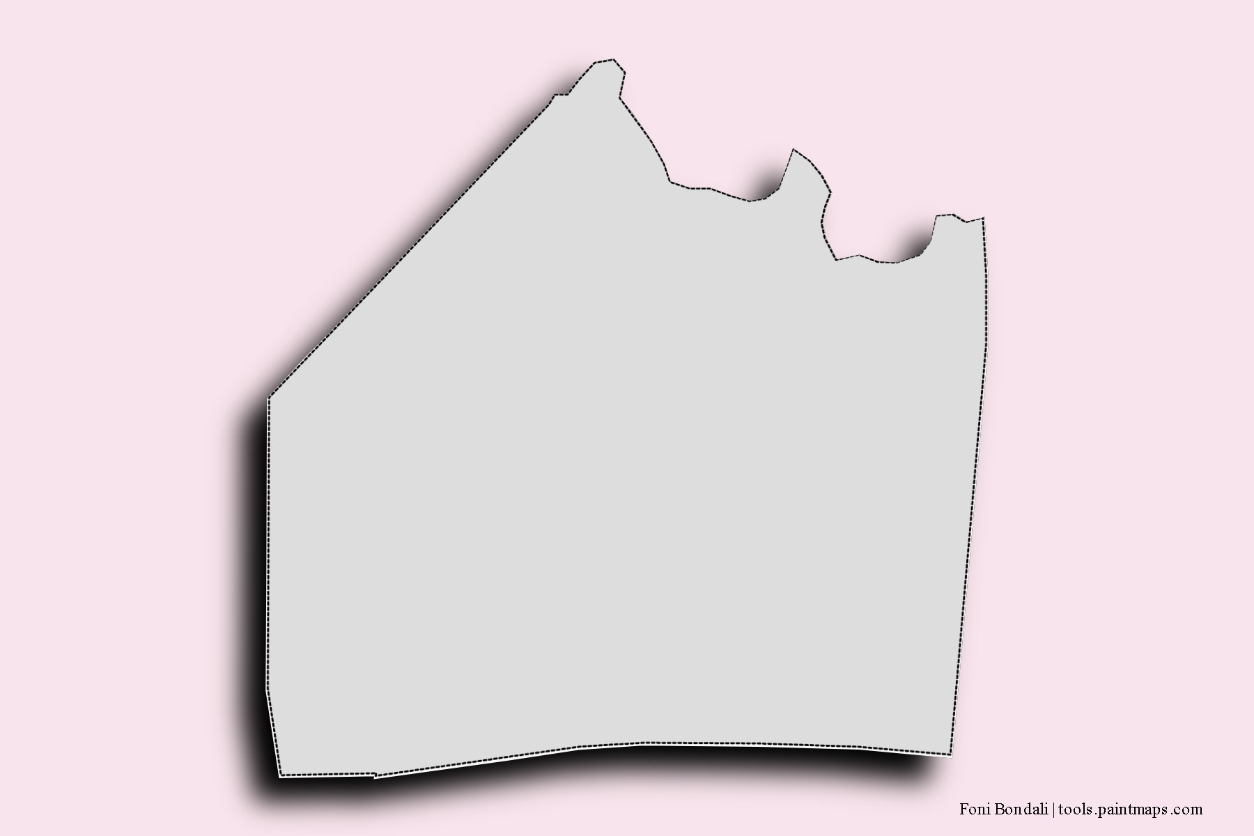 Mapa de barrios y pueblos de Foni Bondali con efecto de sombra 3D