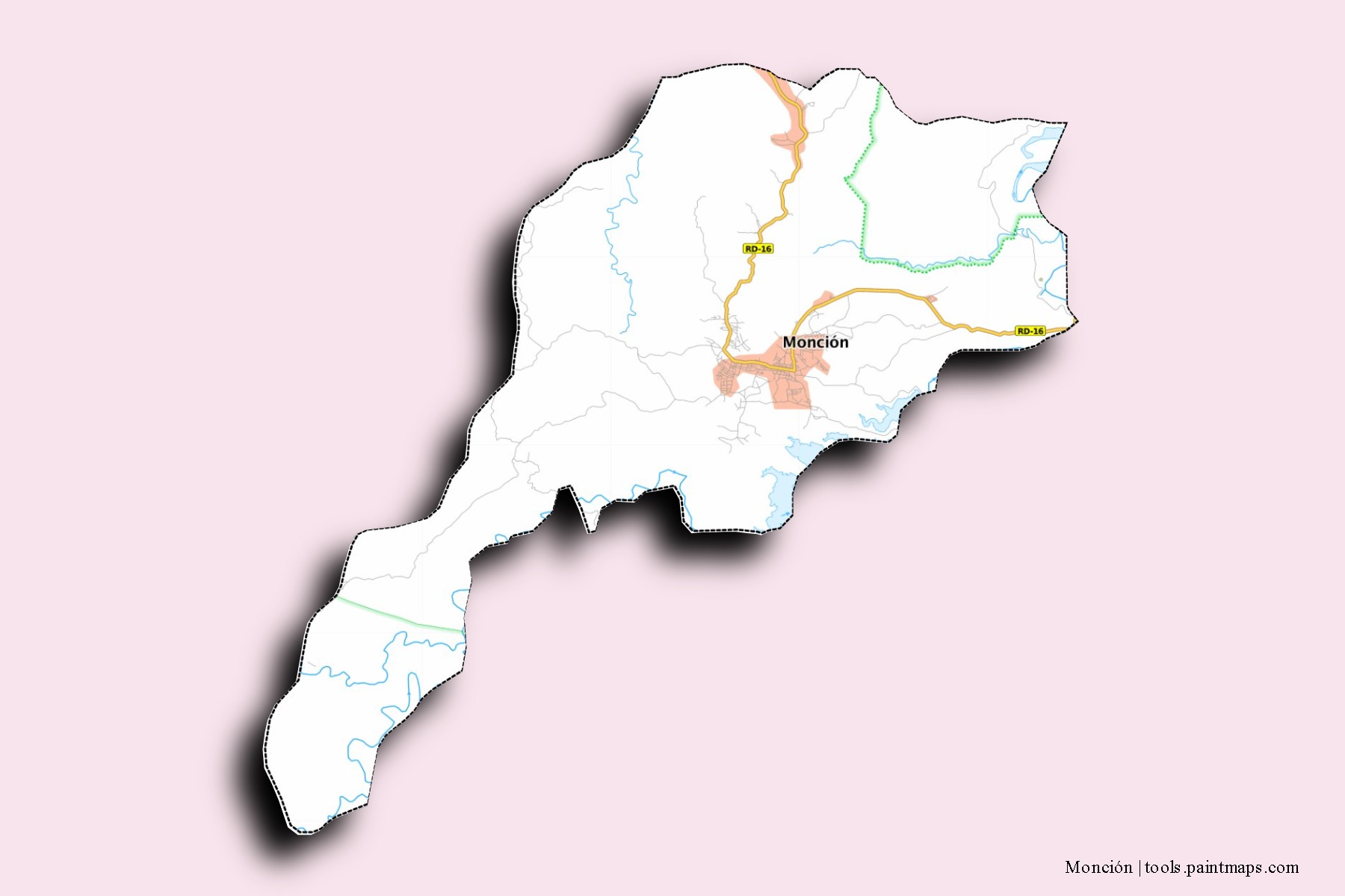 Mapa de barrios y pueblos de Monción con efecto de sombra 3D