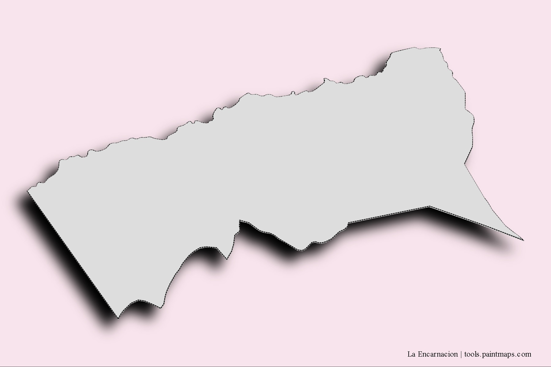 Mapa de barrios y pueblos de La Encarnacion con efecto de sombra 3D