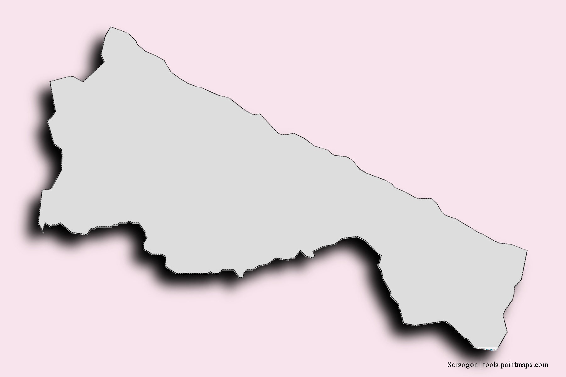 Mapa de barrios y pueblos de Sorsogon con efecto de sombra 3D