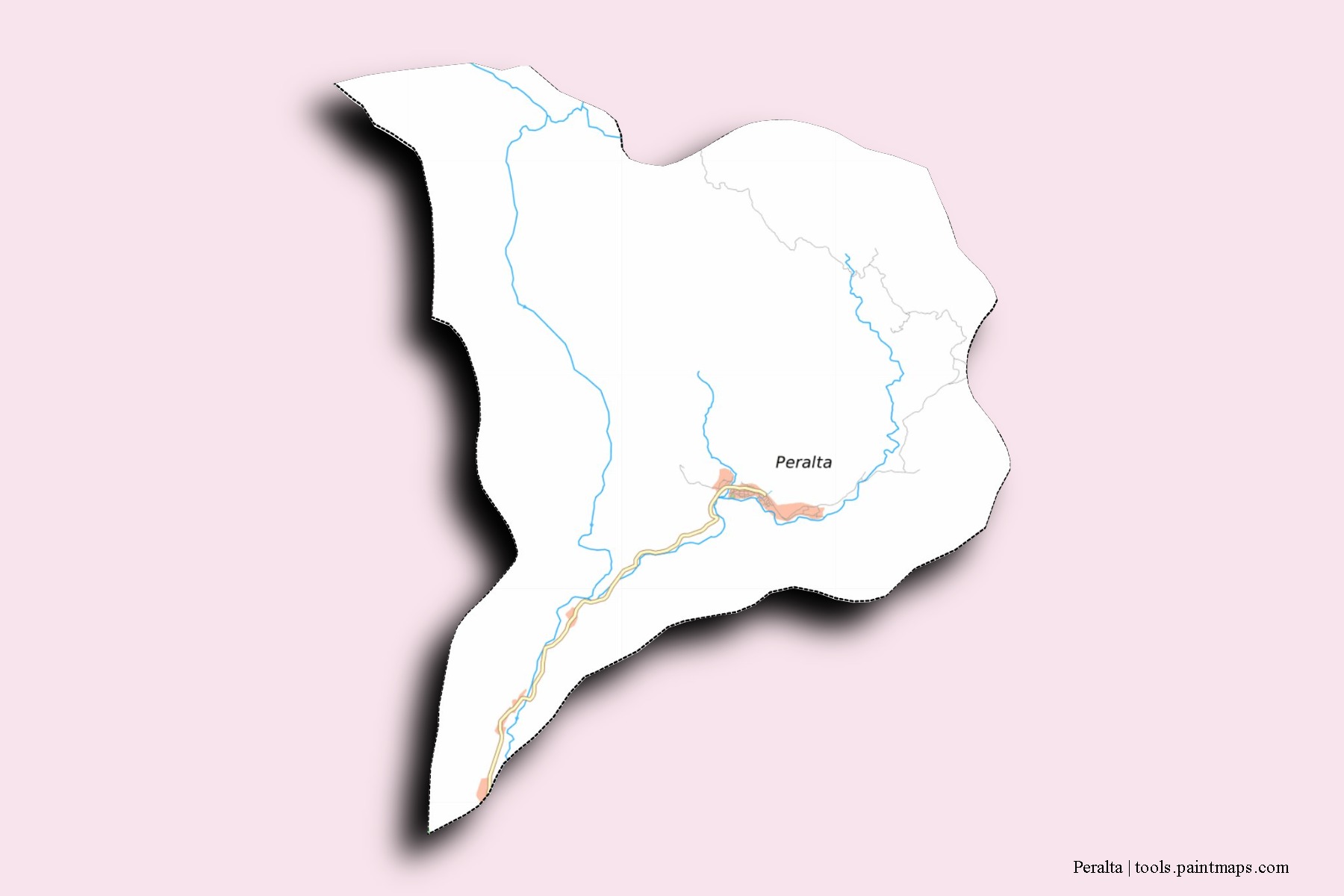 Mapa de barrios y pueblos de Peralta con efecto de sombra 3D