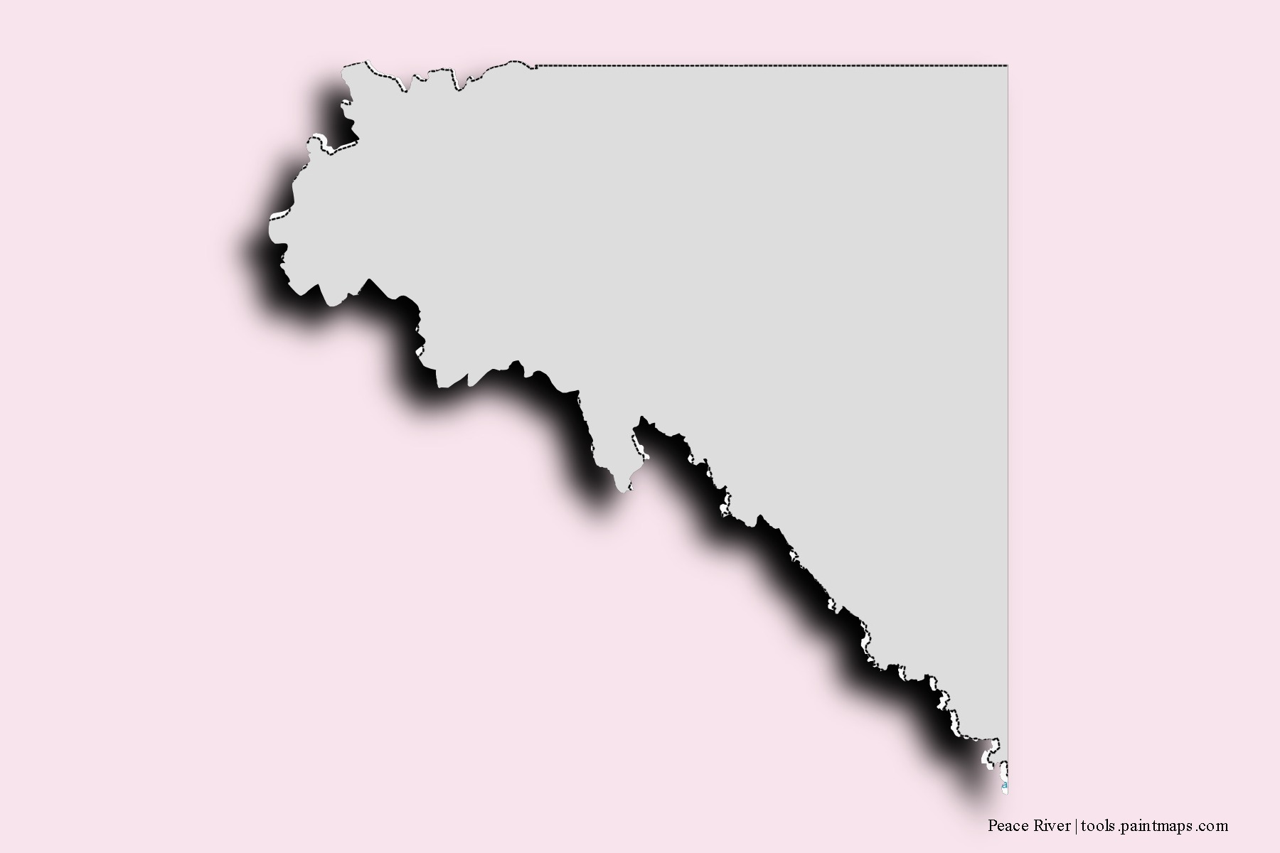 Mapa de barrios y pueblos de Peace River con efecto de sombra 3D
