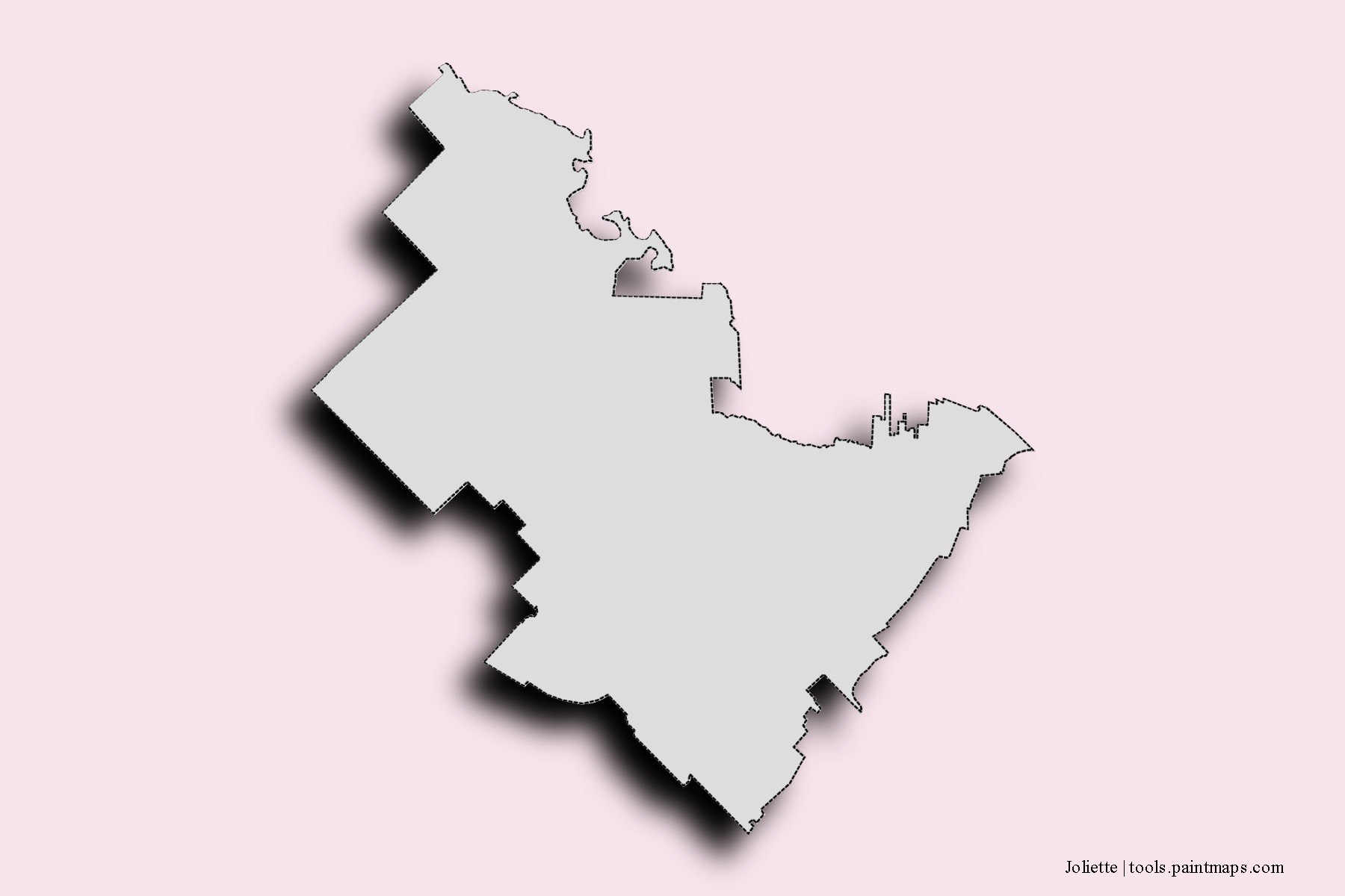 Mapa de barrios y pueblos de Joliette con efecto de sombra 3D