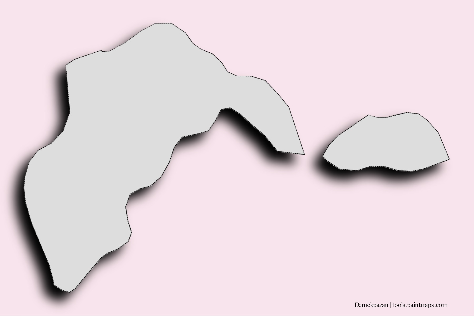 Dernekpazarı neighborhoods and villages map with 3D shadow effect