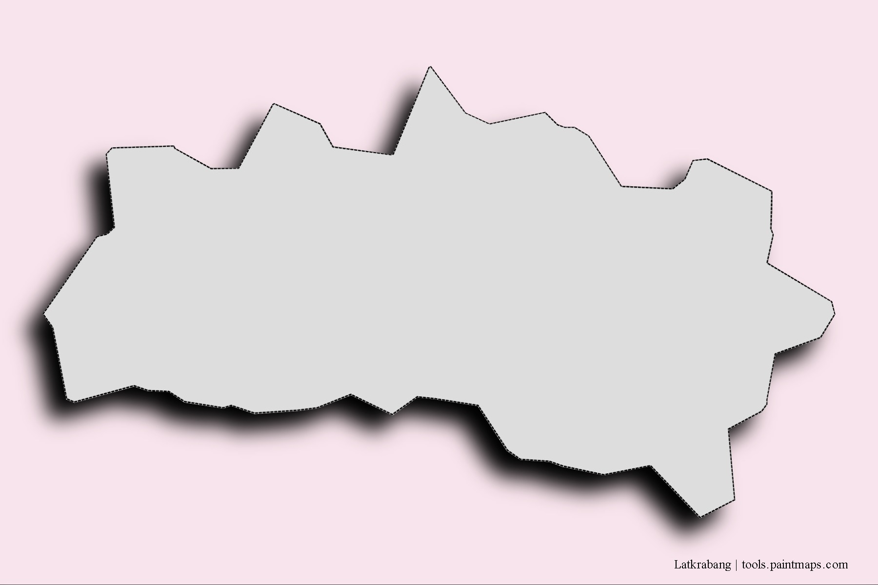 Mapa de barrios y pueblos de Latkrabang con efecto de sombra 3D