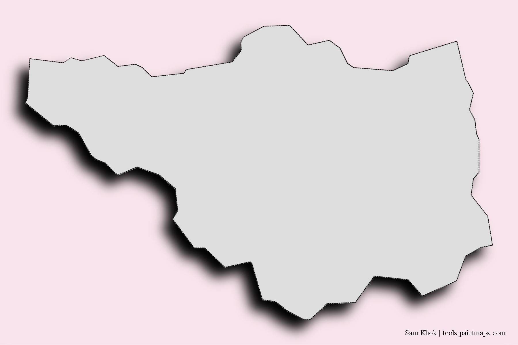 Mapa de barrios y pueblos de Sam Khok con efecto de sombra 3D