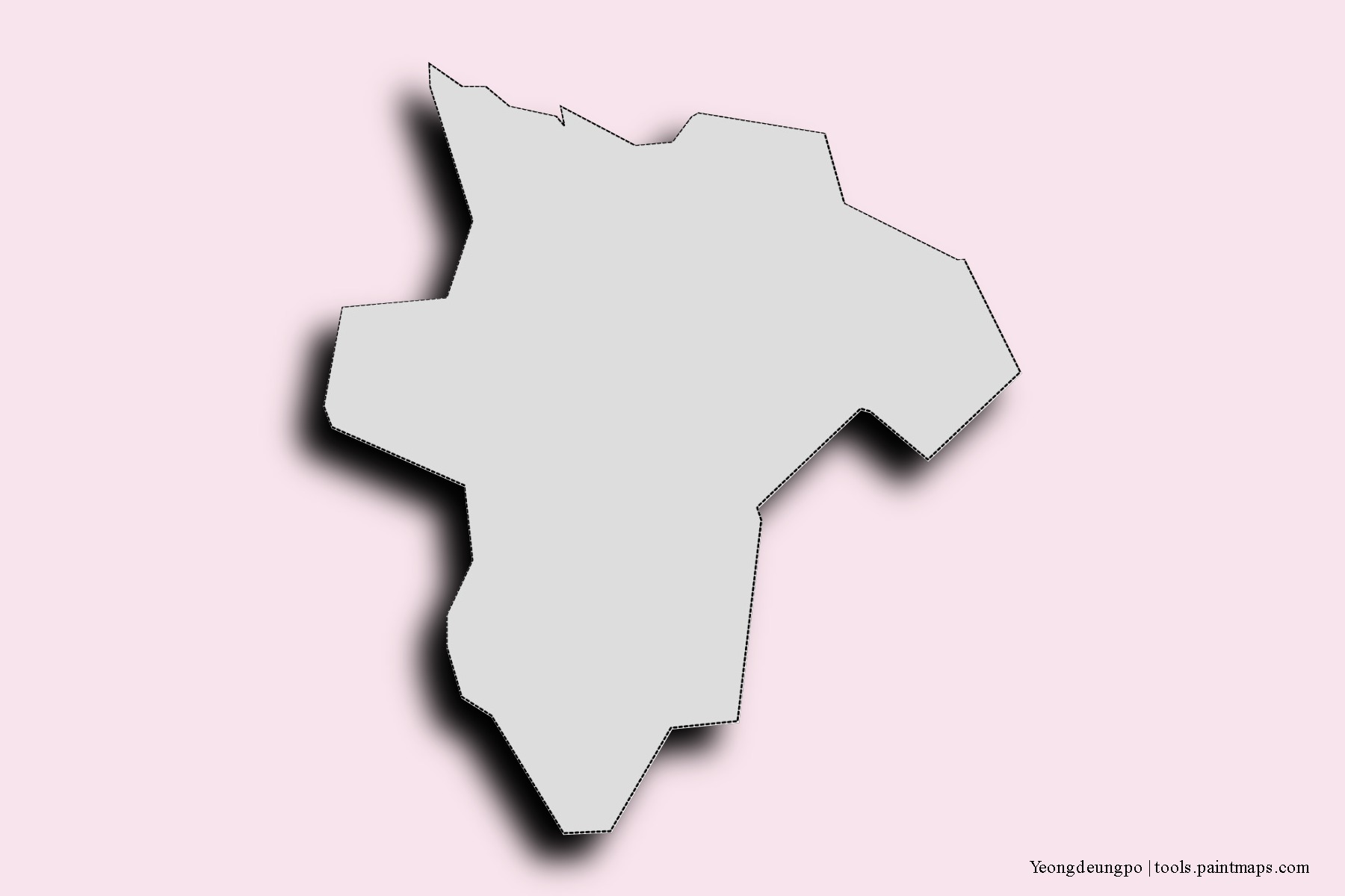 Mapa de barrios y pueblos de Yeongdeungpo con efecto de sombra 3D