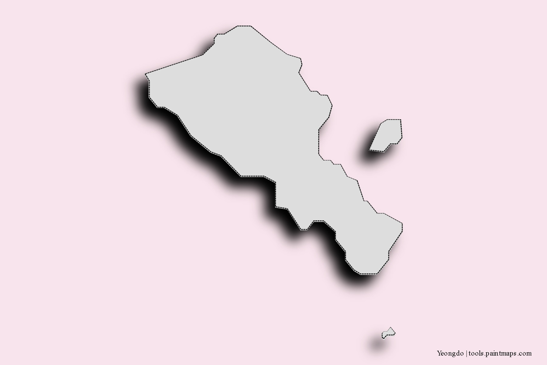 Mapa de barrios y pueblos de Yeongdo con efecto de sombra 3D