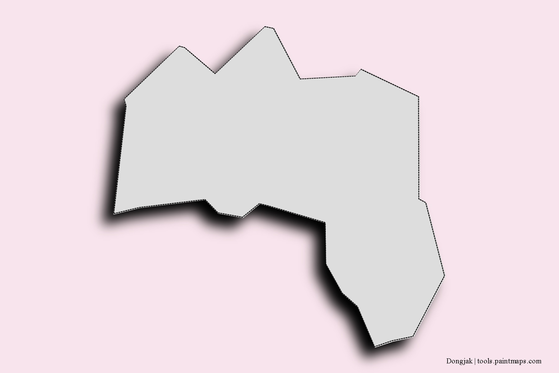 Mapa de barrios y pueblos de Dongjak con efecto de sombra 3D