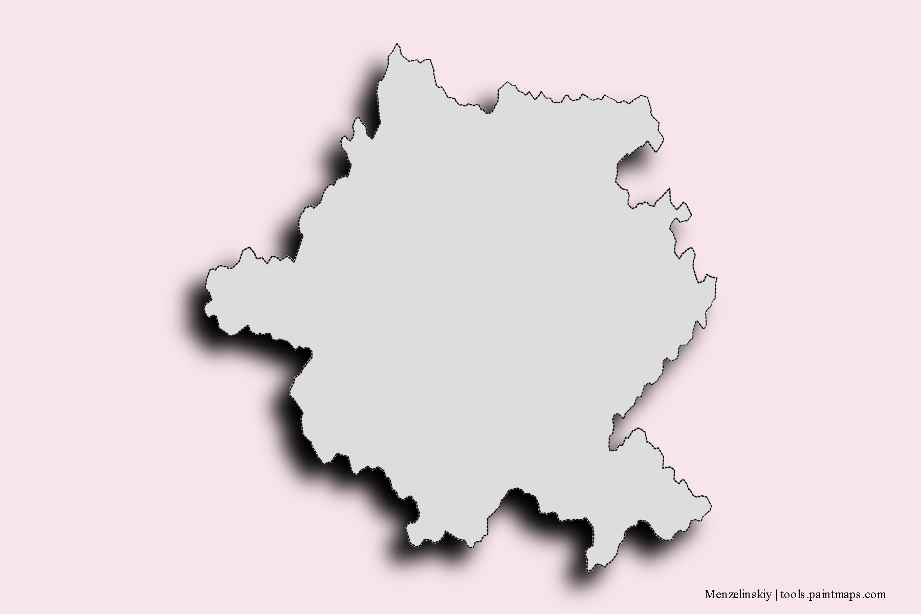 Mapa de barrios y pueblos de Menzelinskiy con efecto de sombra 3D