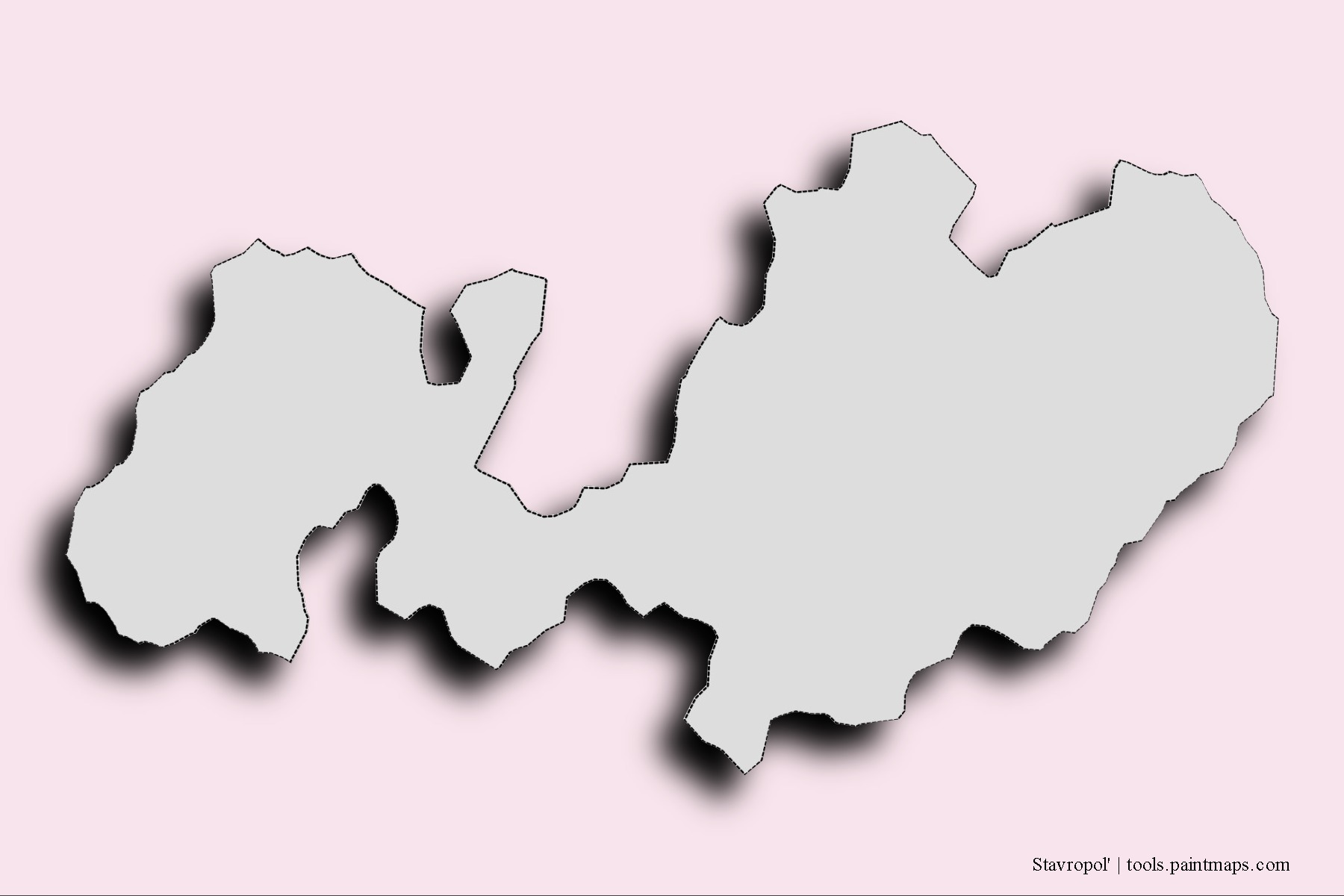 Mapa de barrios y pueblos de Stavropol' con efecto de sombra 3D