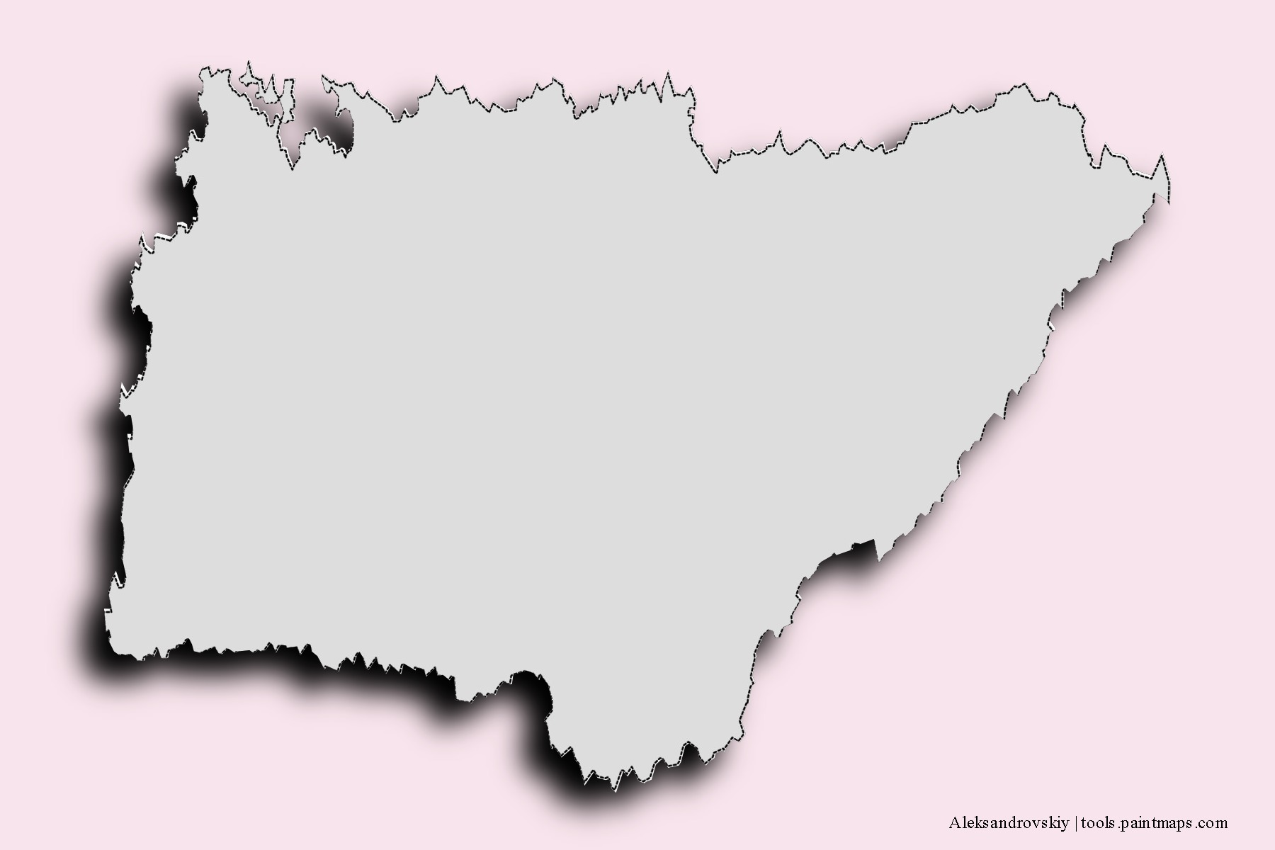 Aleksandrovskiy neighborhoods and villages map with 3D shadow effect