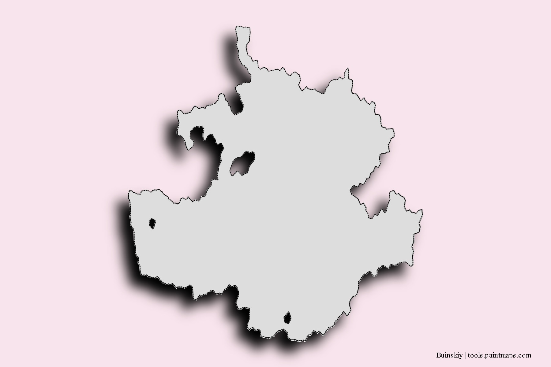 Mapa de barrios y pueblos de Buinskiy con efecto de sombra 3D