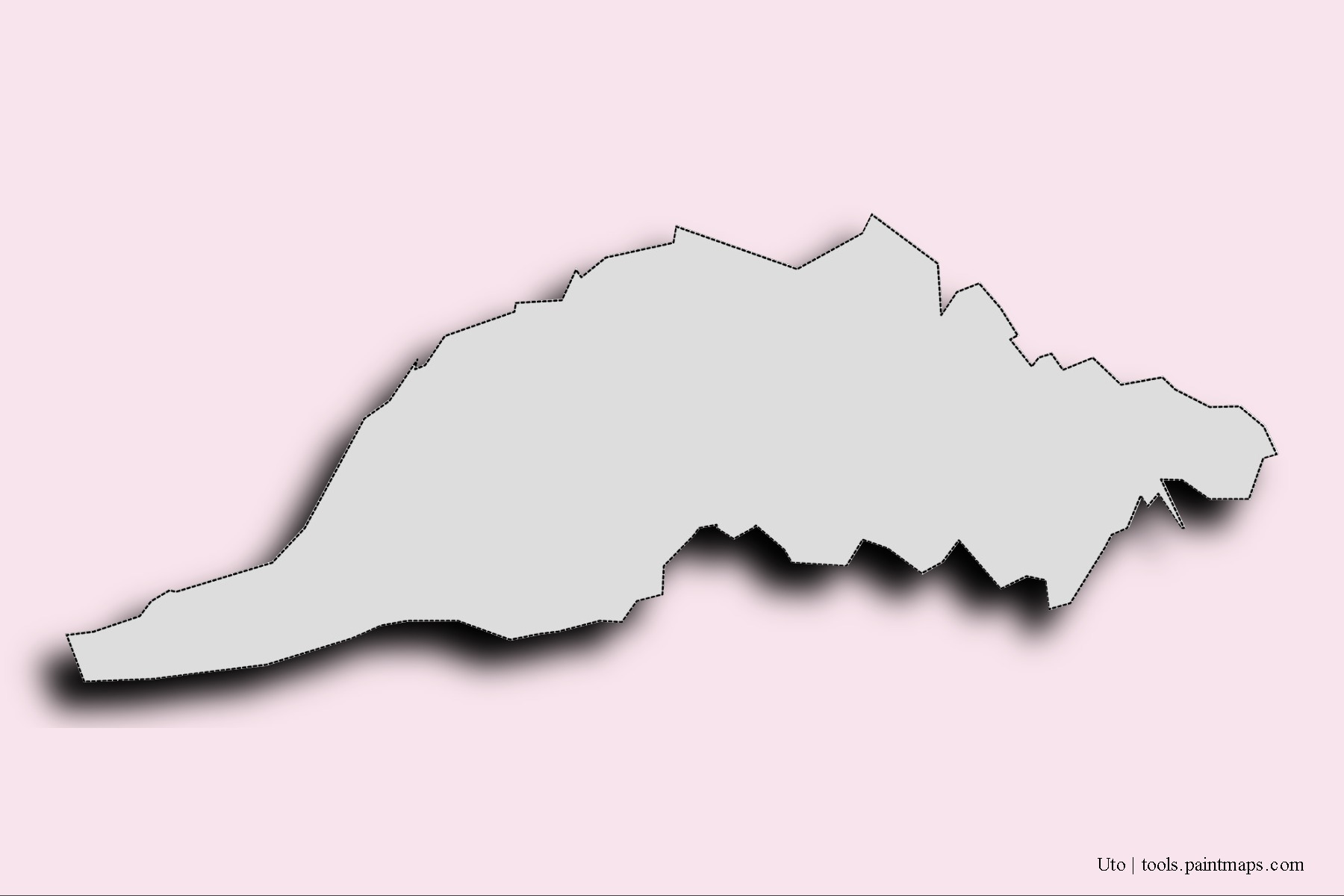 Mapa de barrios y pueblos de Uto con efecto de sombra 3D