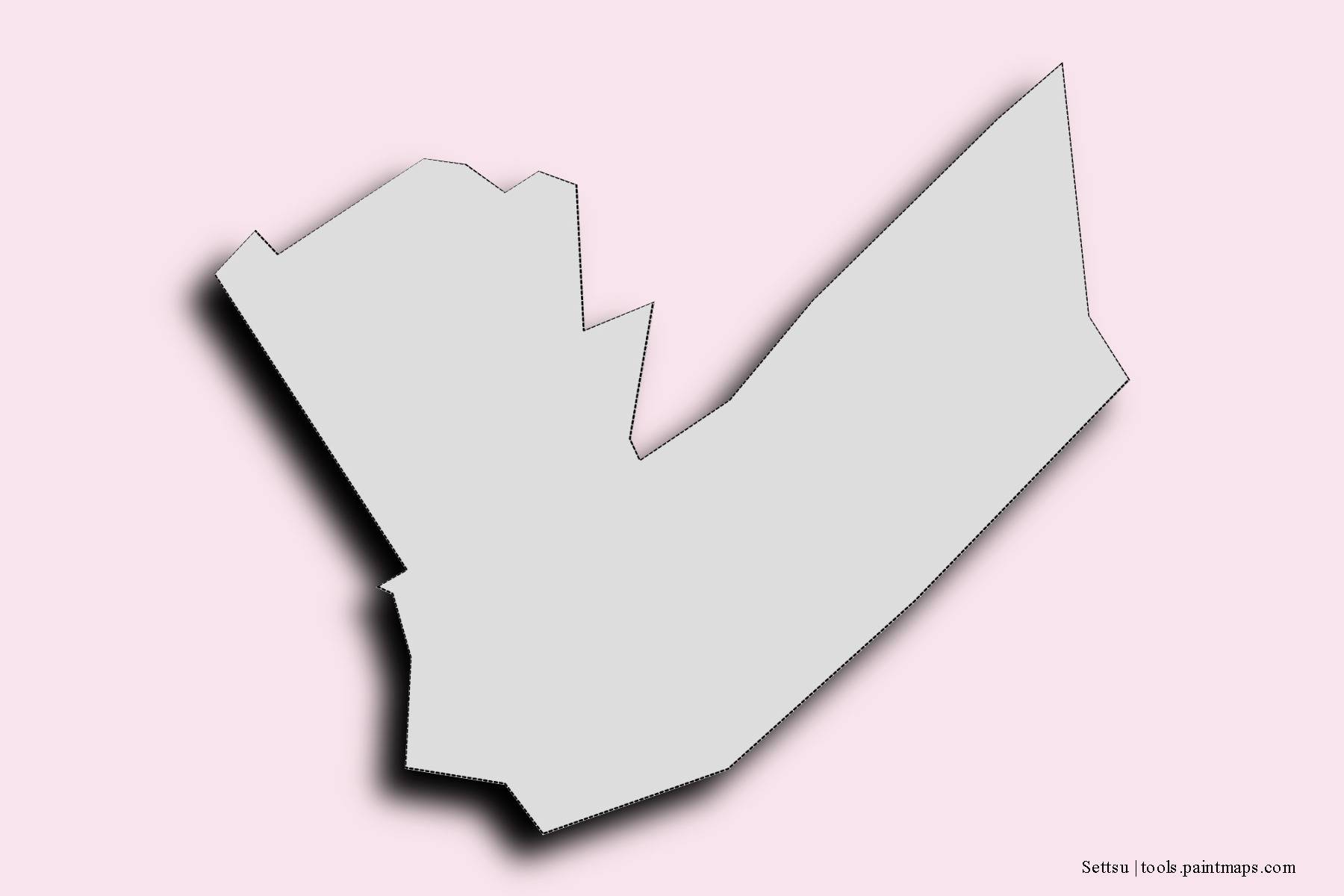 Mapa de barrios y pueblos de Settsu con efecto de sombra 3D