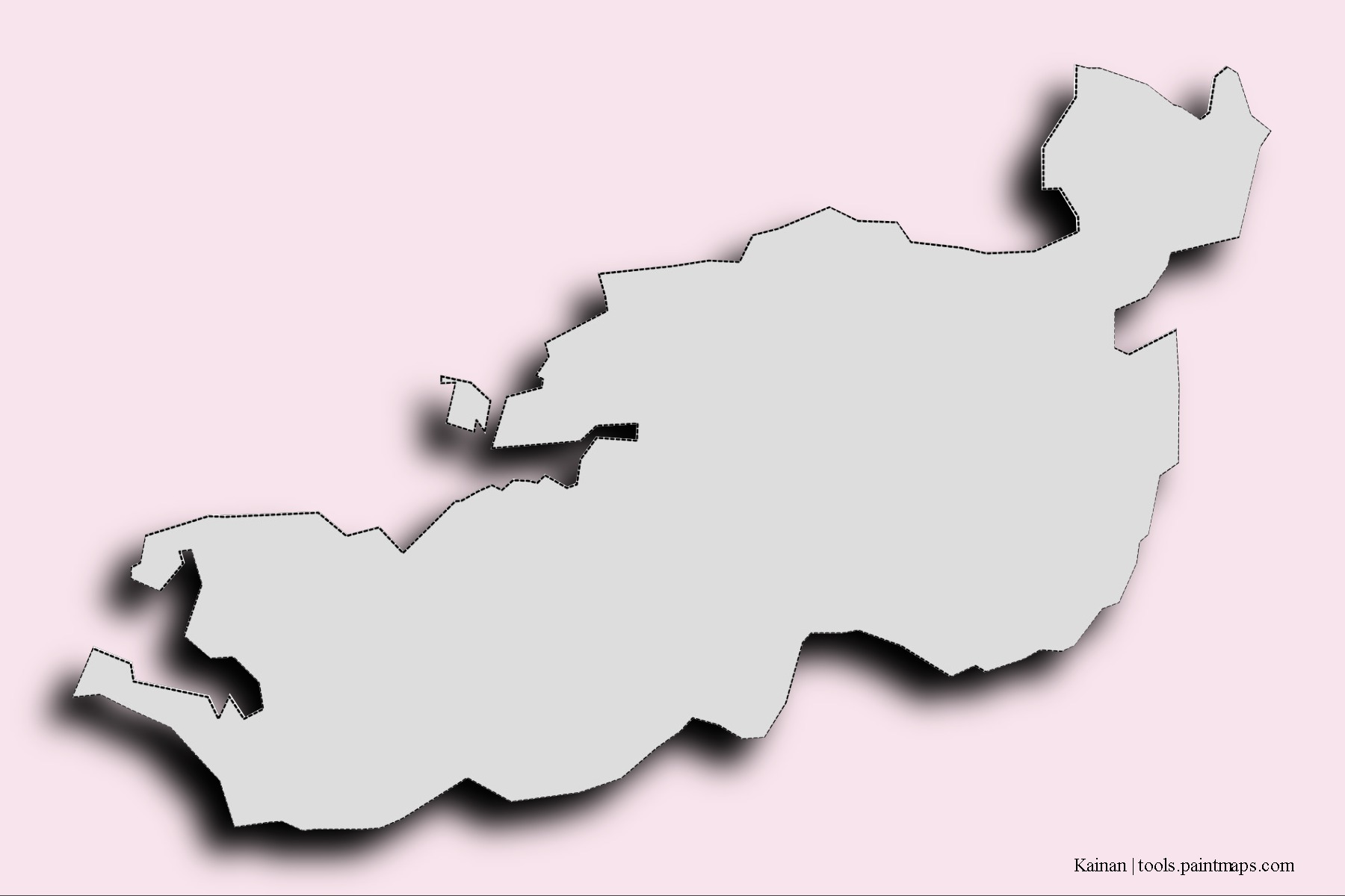 Mapa de barrios y pueblos de Kainan con efecto de sombra 3D