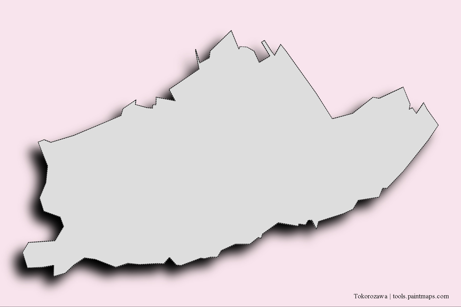 Mapa de barrios y pueblos de Tokorozawa con efecto de sombra 3D